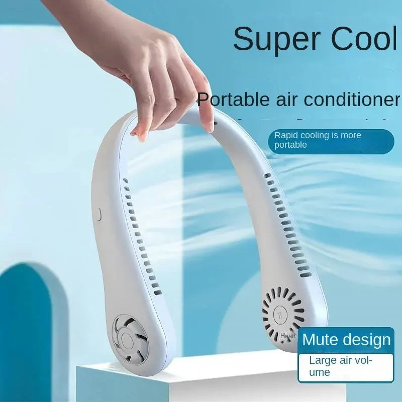 Long Life Mini Portable No Blade Hanging Neck 3 Speed Sport Fan