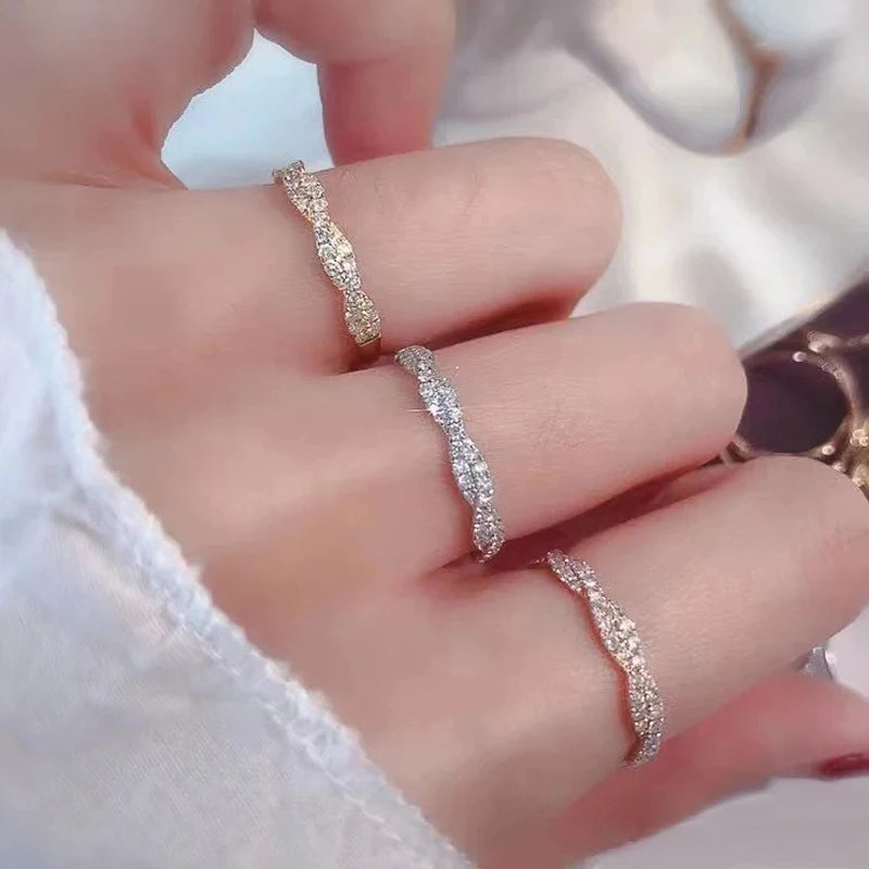 Huitan Exquisite Twist Band Cubic Zirconia Ring