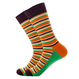 Happy Colorful Striped Argyle Geometric Print Socks