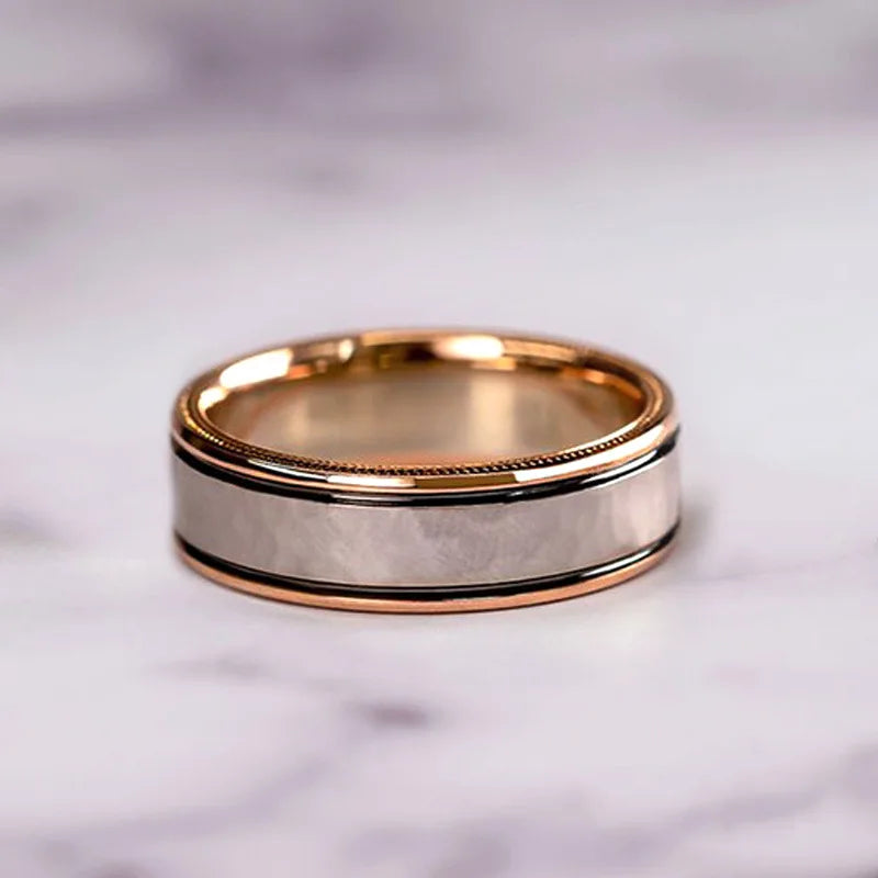 Rose Gold Princess Cut Ring Set