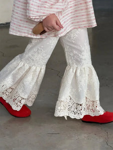 Girl's Fashionable Sweet and Gentle Lace Flared Trousers