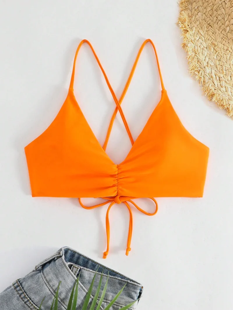 Three Point Non-Steel Ring Gathered Tail Wave Swimsuit