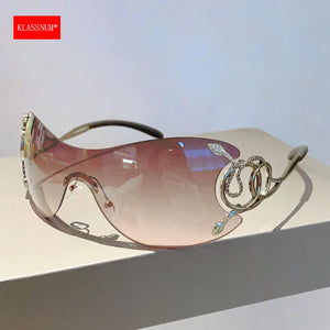 KLASSNUM Rimless Stylish Gradient Lens Metal Frame Eyewear