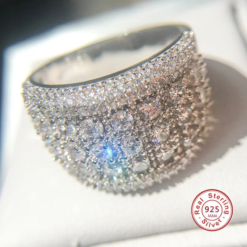 Big 925 Sterling Silver AAA Cubic Zircon Stone Ring