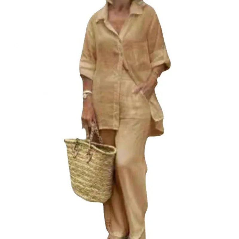 Cotton Linen Casual 2 Piece Set