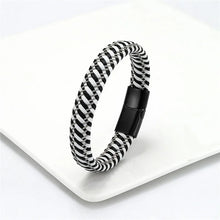 Leather Rope Stainless Steel Buckle Braided Bracelet