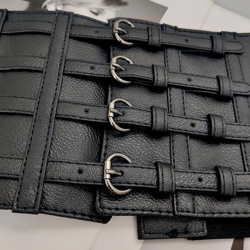 Black Faux Leather Waistband