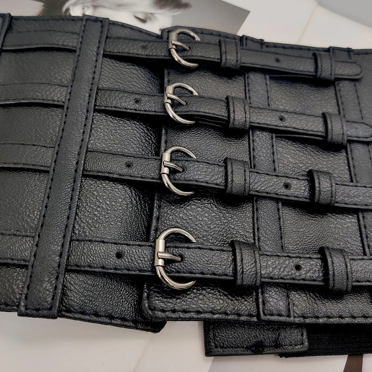 Black Faux Leather Waistband
