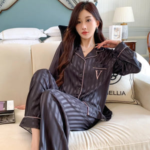 Stylish Long Sleeve Long Pants Lightweight Sleepwear