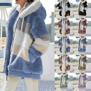 Oversized Plush Pocket Hooded Coat