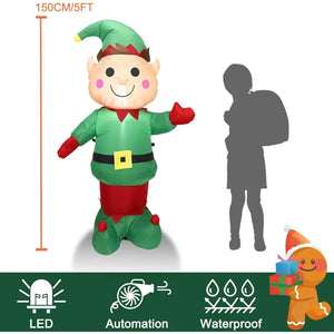 5FT Inflatable Christmas Elf Boy with Built in LED Lights