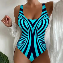Vintage Abstract Print One Piece Swimsuit