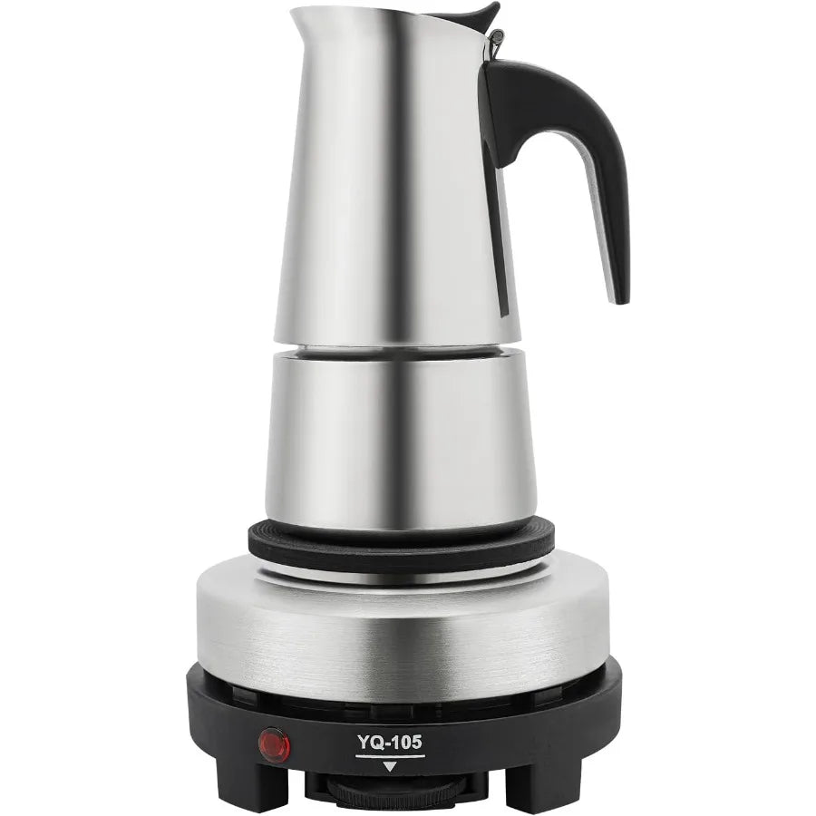 Stovetop 4 Cup Stainless Steel Moka Pot Espresso Coffee Maker