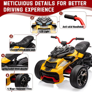 12V Kids Ride On ATV 3 Wheeler Led Lights