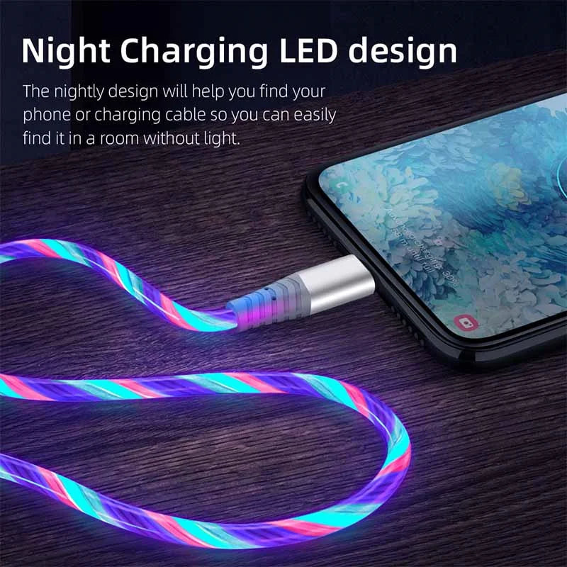 Luminous USB Type C Cable 3A Fast Charging Data Cord