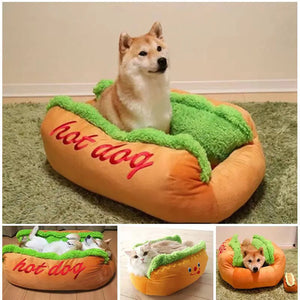 Hot Dog Shaped Detachable Washable Dog Bed