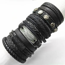 10 Pcs/set Black Wrap Woven Handmade Leather Bracelets