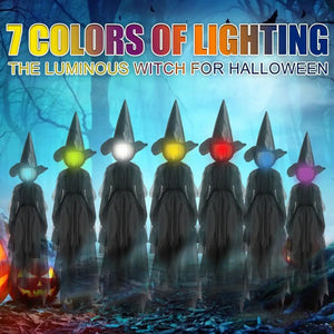 Halloween Creepy Wizard W/ 7 Color LED Light Holding Hands Screaming Witches with Sound Activated Sensor