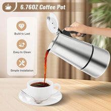 Stovetop 4 Cup Stainless Steel Moka Pot Espresso Coffee Maker