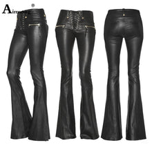 Faux Leather High Waist Skinny Flare Leg Pants