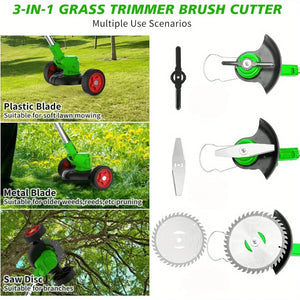 Foldable Brush Cutter Cordless Weed Wacker with 2 Large Capacity Batteries &13 Blades,