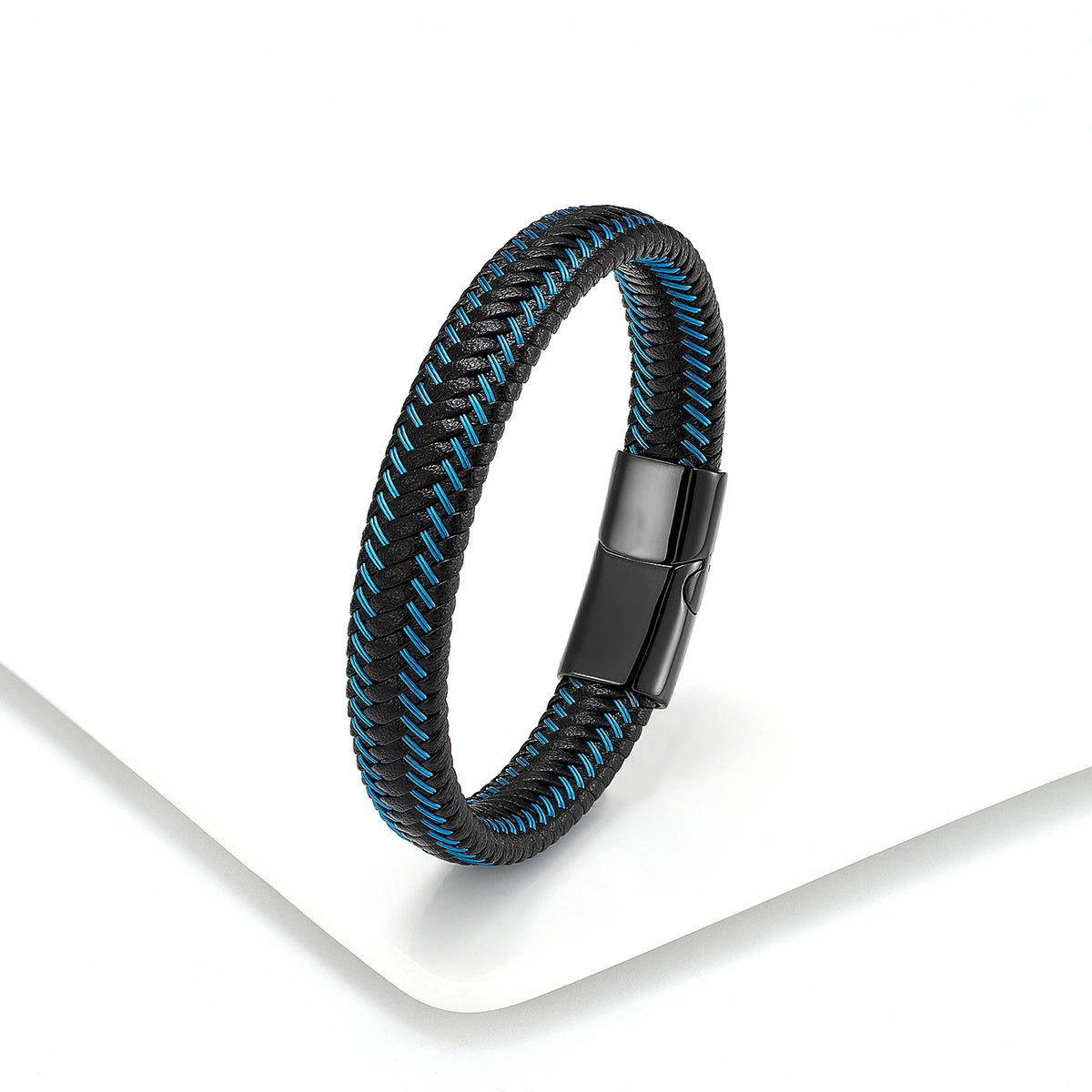 Leather Rope Stainless Steel Buckle Braided Bracelet