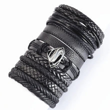 10 Pcs/set Black Wrap Woven Handmade Leather Bracelets