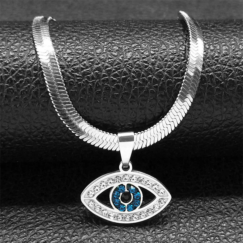 Vintage Crystal Evil Demon Eye Choker Necklace