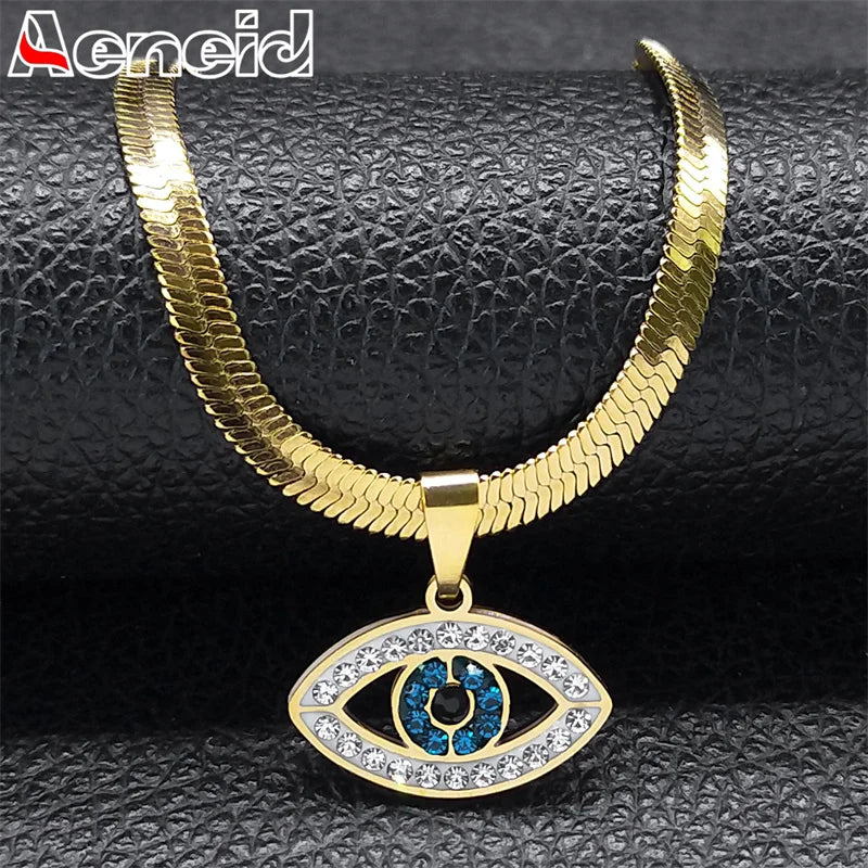 Vintage Crystal Evil Demon Eye Choker Necklace