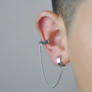 Cross Tassel Integrated Clip Stud Earring