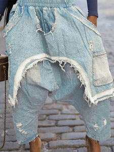 CM.YAYA Ripped Out Hole Denim Pants