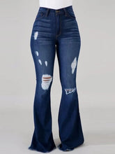 High Stretch Ripped Flared Jeans