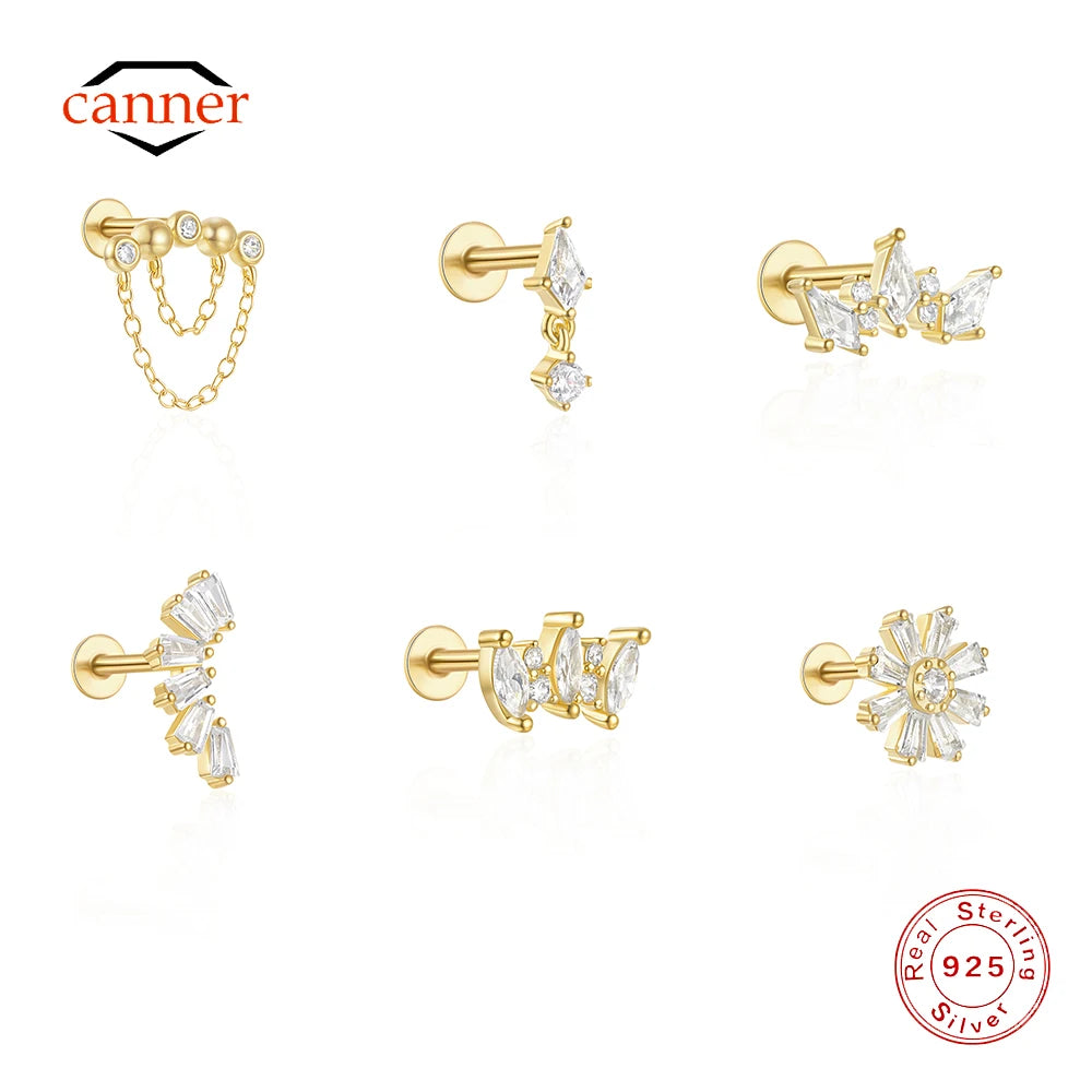 CANNER Simple Flat Head Pierced Stud Earrings
