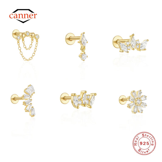 CANNER Simple Flat Head Pierced Stud Earrings