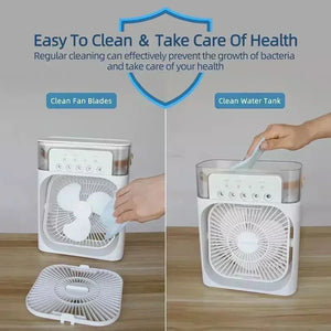 3 In 1 Small Air Cooler LED Night Light Portable Humidifier