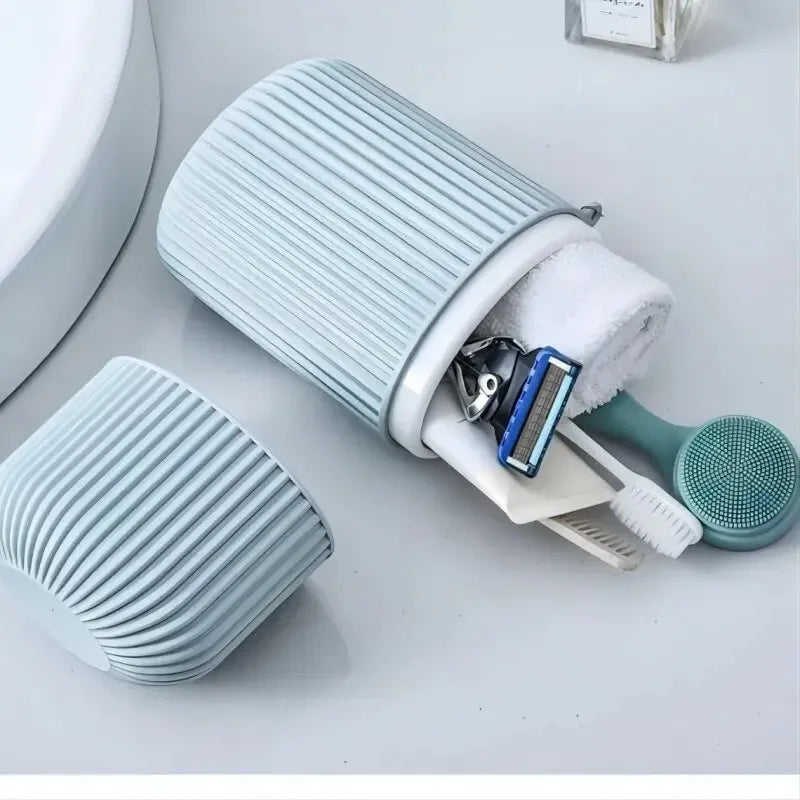 Portable Travel Mouthwash Cup Toothbrush Case with Lid Set