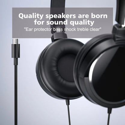 Foldable Adjustable Wired 3.5mm/Type C Bass Stereo Headphones