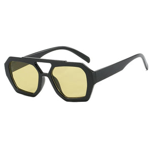 Thick Frame Double Bridge Polygon Sunglasses