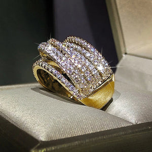 Huitan Micro Paved Cubic Zirconia Modern Design Ring