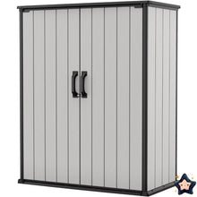 Grey Black 4.6x5.6FT Resin Outdoor Storage Shed with Shelving,
