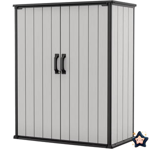 Grey Black 4.6x5.6FT Resin Outdoor Storage Shed with Shelving,