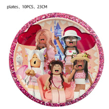 Pink Robloxed Theme Birthday Party Decorations Tableware Balloons Cups Plates Banner Backdrop Set