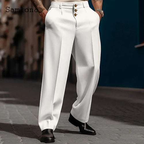 Elegant Wide Leg Solid Color Dress Pants