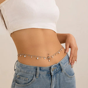 Rhinestone Dangle Belly Button Chain