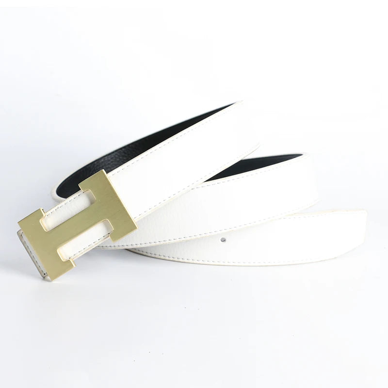 Designer Pin Buckle Genuine Leather H Belt