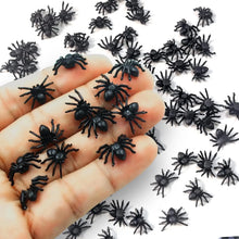 50pcs Halloween Spiders Decorations Small Black Plastic Spiders