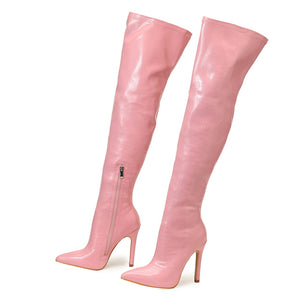 11CM Thin High Heel Over-the-Knee Side Zipper Boots