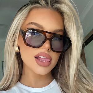 Thick Frame Double Bridge Polygon Sunglasses