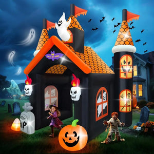 12FT Halloween Haunted House Inflatable Archway with LED Light