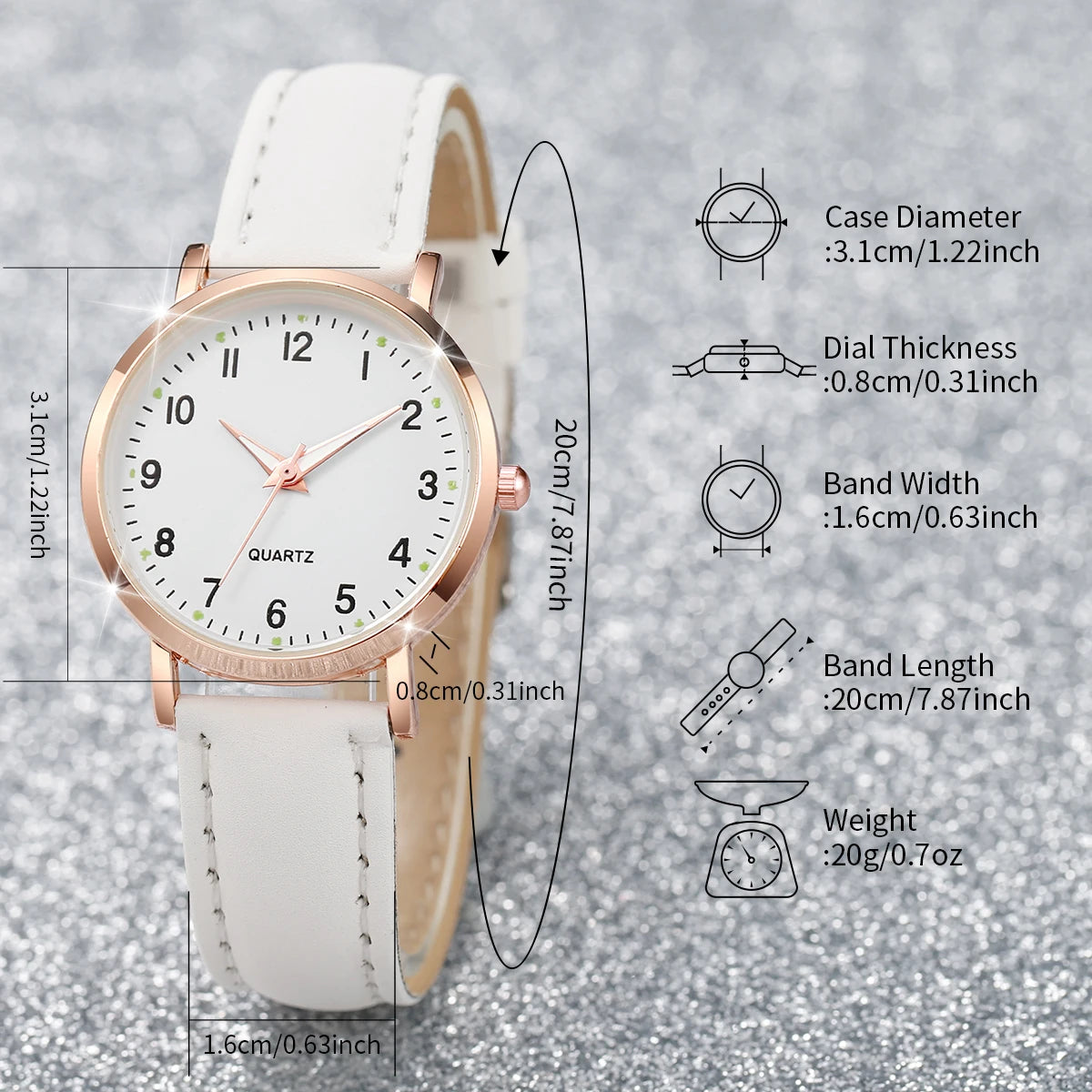 Casual Arabic Dial Leather Band Quartz Watch